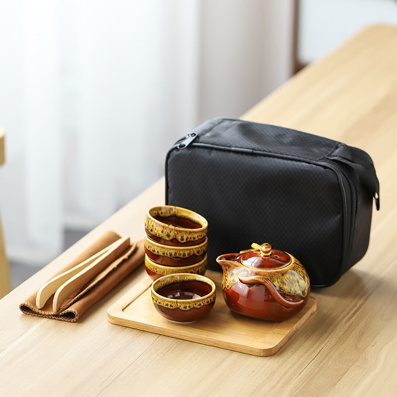 Complete Travel Kung Fu Tea Set Small Tea Tray Set - Amazhona 