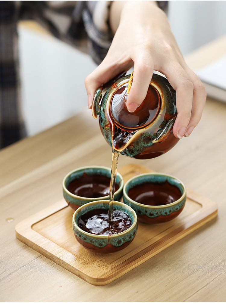 Complete Travel Kung Fu Tea Set Small Tea Tray Set - Amazhona 