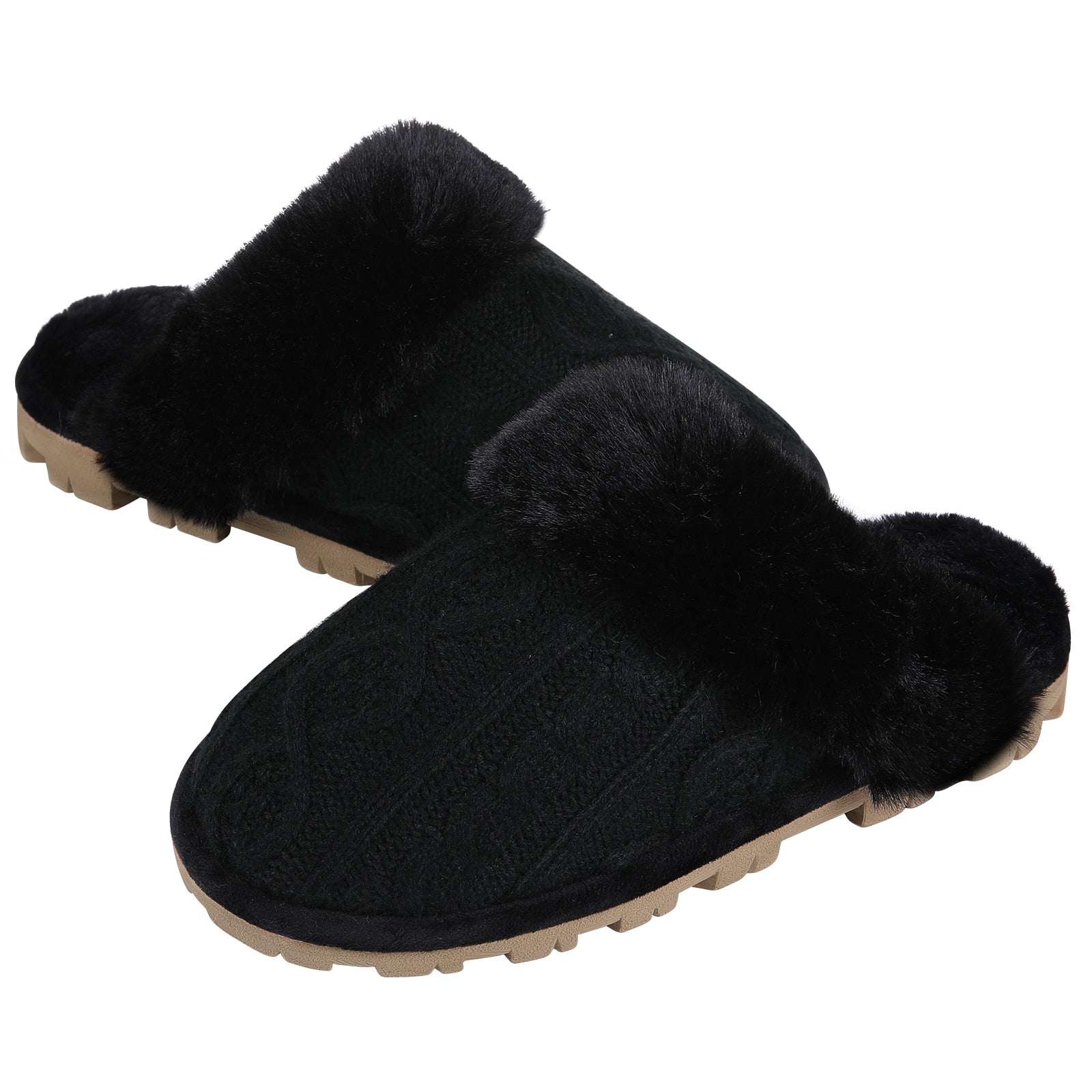 Comwarm Winter Warm Cotton Slippers For Women Men Flats Soft Non-slip Fluffy Shoes Design Slides Couple Indoor House Slippers - Amazhona 