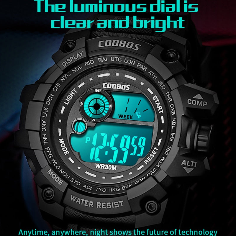 Cool Luminous Men Sport Watch High-end Silicone Strap Military Wrist Watch Led Calendar Waterproof Digital Watch reloj de hombre - Amazhona 