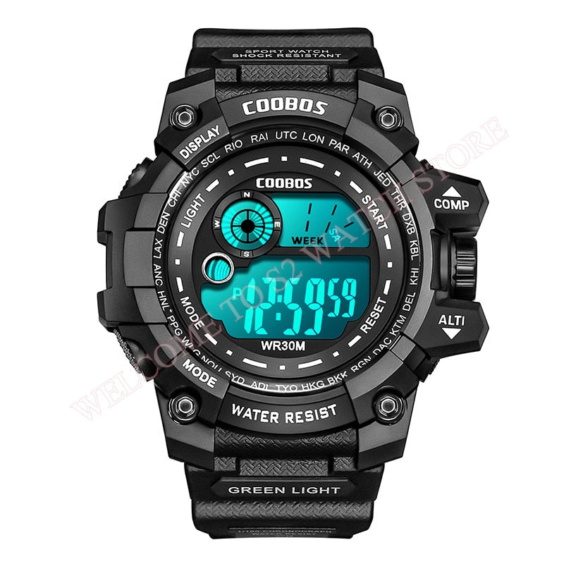 Cool Luminous Men Sport Watch High-end Silicone Strap Military Wrist Watch Led Calendar Waterproof Digital Watch reloj de hombre - Amazhona 