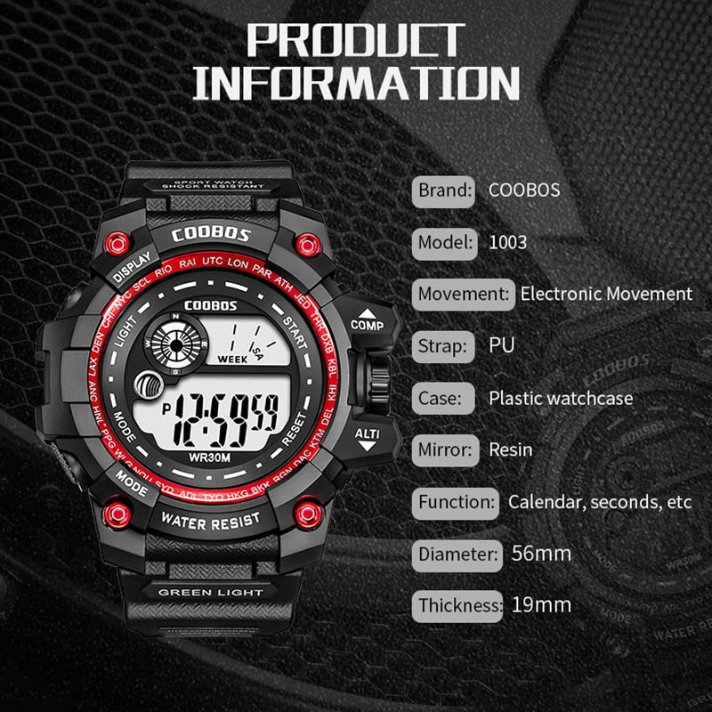 Cool Luminous Men Sport Watch High-end Silicone Strap Military Wrist Watch Led Calendar Waterproof Digital Watch reloj de hombre - Amazhona 