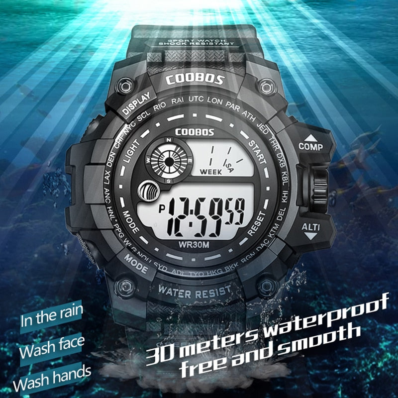 Cool Luminous Men Sport Watch High-end Silicone Strap Military Wrist Watch Led Calendar Waterproof Digital Watch reloj de hombre - Amazhona 