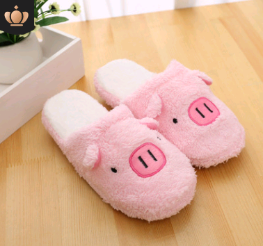 Couple models cartoon pig cotton slippers month cotton slippers home floor soft slippers warm - Amazhona 