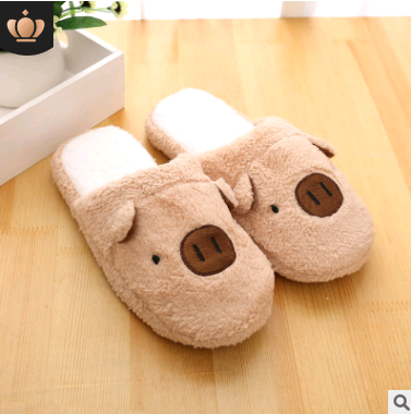 Couple models cartoon pig cotton slippers month cotton slippers home floor soft slippers warm - Amazhona 