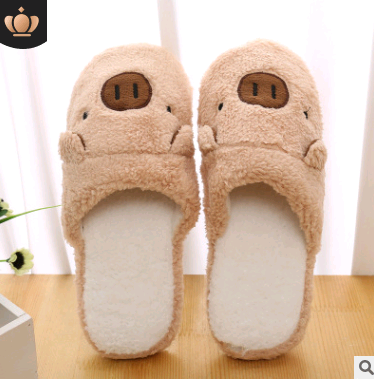 Couple models cartoon pig cotton slippers month cotton slippers home floor soft slippers warm - Amazhona 