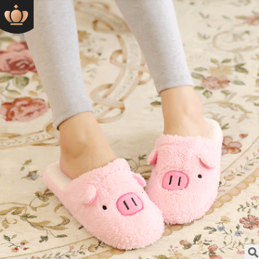 Couple models cartoon pig cotton slippers month cotton slippers home floor soft slippers warm - Amazhona 