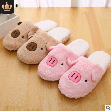 Couple models cartoon pig cotton slippers month cotton slippers home floor soft slippers warm - Amazhona 