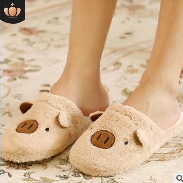 Couple models cartoon pig cotton slippers month cotton slippers home floor soft slippers warm - Amazhona 