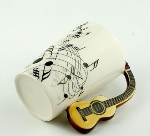 Creative Music Violin Style Guitar Ceramic Mug Coffee Tea Milk Stave Cups With Handle Coffee Mug Novelty Gifts - Amazhona 