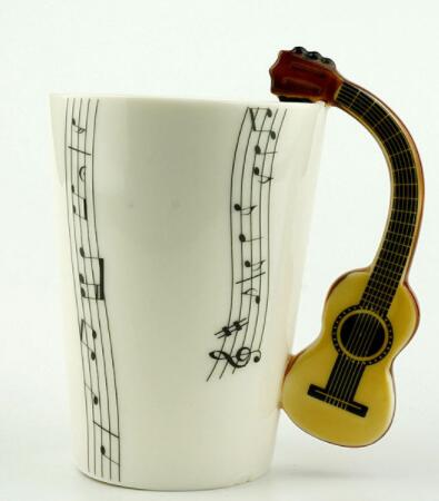 Creative Music Violin Style Guitar Ceramic Mug Coffee Tea Milk Stave Cups With Handle Coffee Mug Novelty Gifts - Amazhona 