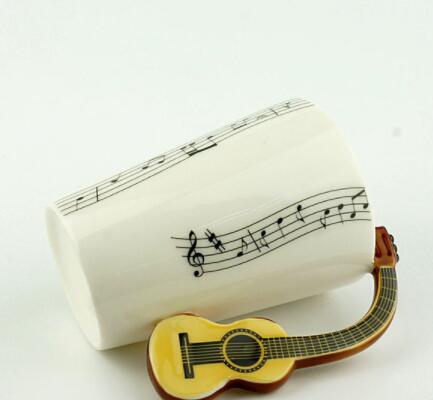 Creative Music Violin Style Guitar Ceramic Mug Coffee Tea Milk Stave Cups With Handle Coffee Mug Novelty Gifts - Amazhona 