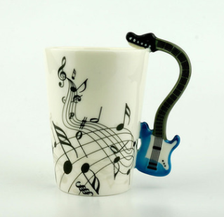 Creative Music Violin Style Guitar Ceramic Mug Coffee Tea Milk Stave Cups With Handle Coffee Mug Novelty Gifts - Amazhona 