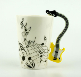 Creative Music Violin Style Guitar Ceramic Mug Coffee Tea Milk Stave Cups With Handle Coffee Mug Novelty Gifts - Amazhona 