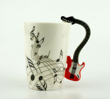 Creative Music Violin Style Guitar Ceramic Mug Coffee Tea Milk Stave Cups With Handle Coffee Mug Novelty Gifts - Amazhona 