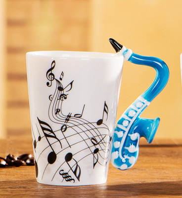 Creative Music Violin Style Guitar Ceramic Mug Coffee Tea Milk Stave Cups With Handle Coffee Mug Novelty Gifts - Amazhona 