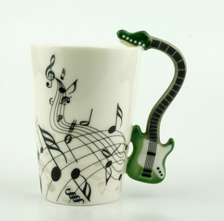 Creative Music Violin Style Guitar Ceramic Mug Coffee Tea Milk Stave Cups With Handle Coffee Mug Novelty Gifts - Amazhona 