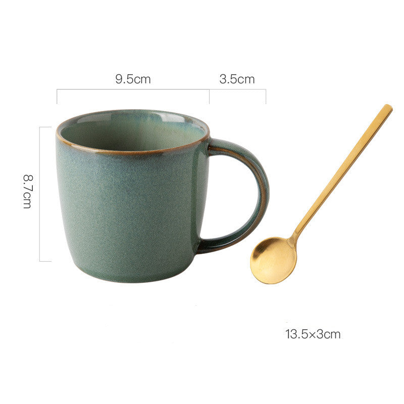 Creative Retro Mug Coffee Cup Ceramic Cup Home Simple Breakfast Cup Milk Oatmeal Cup Water Cup Tea Cup - Amazhona 