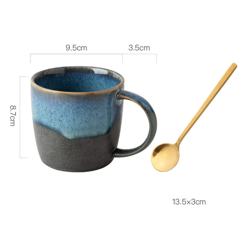 Creative Retro Mug Coffee Cup Ceramic Cup Home Simple Breakfast Cup Milk Oatmeal Cup Water Cup Tea Cup - Amazhona 