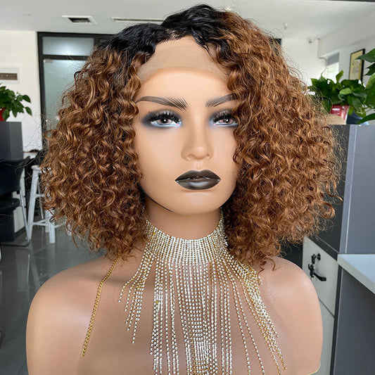 Cross-border E-commerce Exclusively For Ombre Curly Bobo1b30 Human Hair Lace Wig - Amazhona 