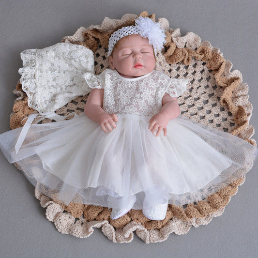 Cross border summer, light and breathable baby princess dress, baby dress, lace dress, full moon baby yarn skirt - Amazhona 