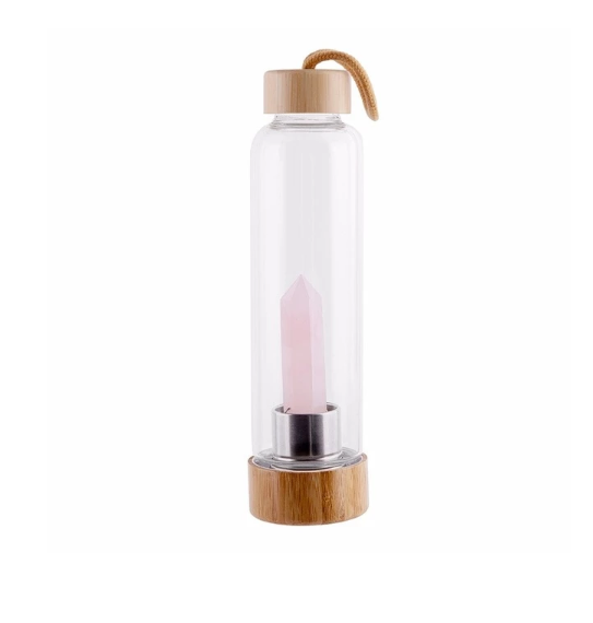 Crystal Infused Elixir Glass & Bamboo Water Bottle - Amazhona 