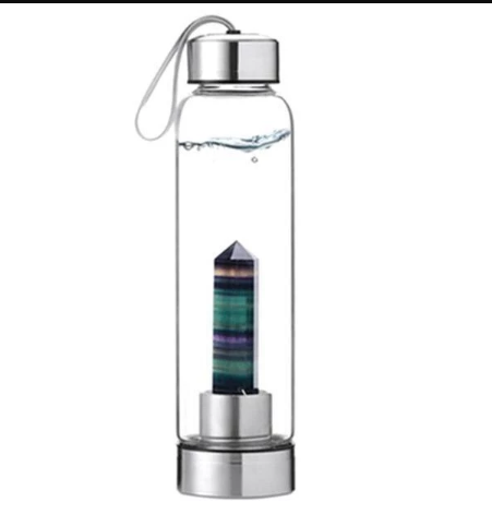 Crystal Infused Elixir Glass & Bamboo Water Bottle - Amazhona 