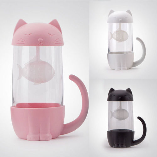 Cute Office Cat Tea Separate Water Cup - Amazhona 