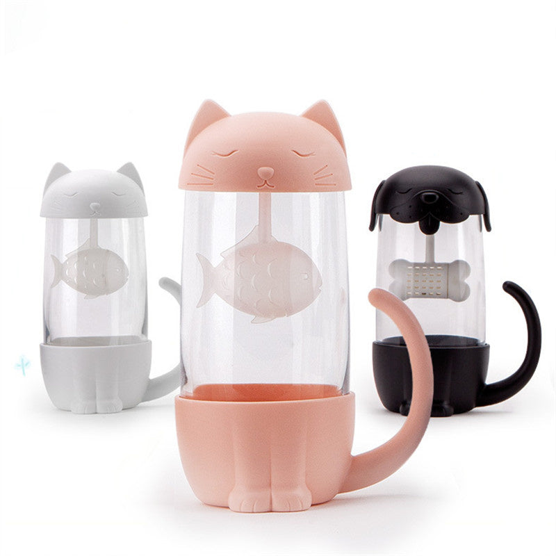 Cute Office Cat Tea Separate Water Cup - Amazhona 