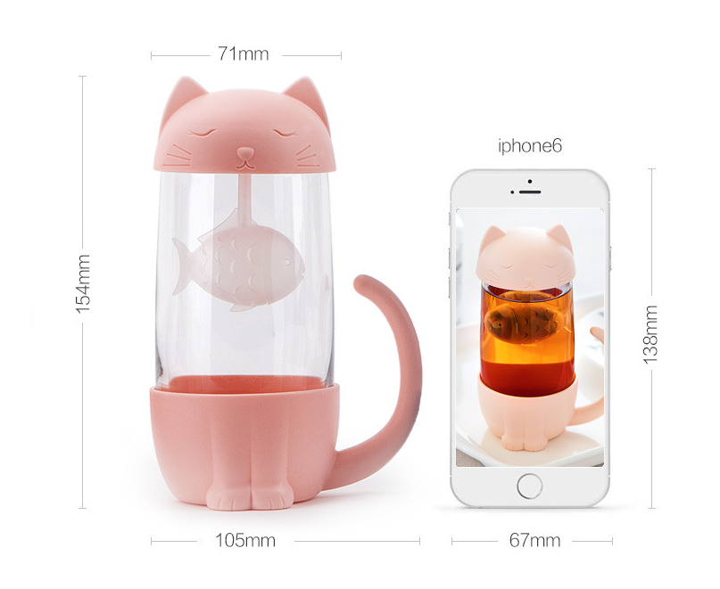 Cute Office Cat Tea Separate Water Cup - Amazhona 