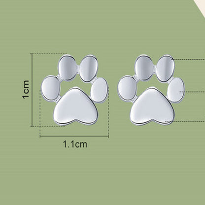 Cute Pet Imprint S925 Silver Earrings with White Gold Earrings - Amazhona 