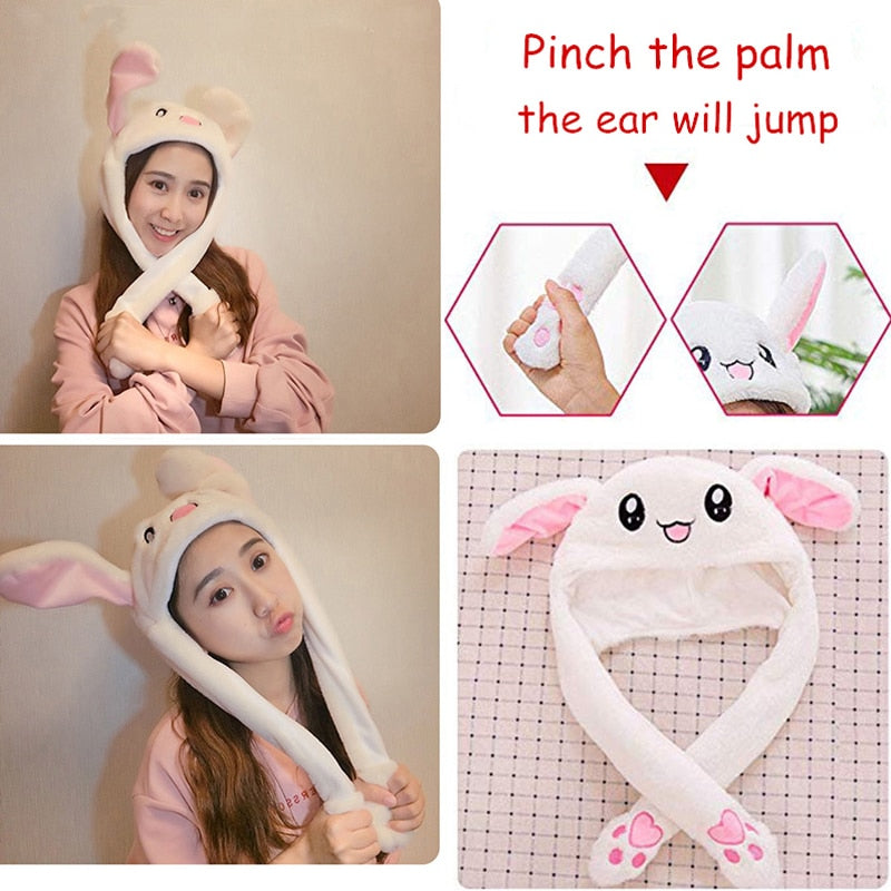 Dancing Rabbit Ear Hat Cute Caps Plush Embroidery Women's Hat Gift For Kids Children Girls Boy Wrap Warm Hat Sombrero Mujer - Amazhona 