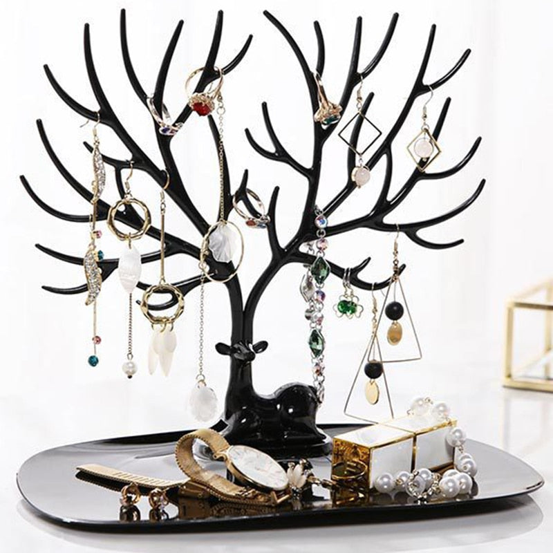 Deer Jewelry Display Stand Earrings Necklaces Rings Bracelets Tray Tree Storage Shopwindow Racks Organizer women Make Up Holder - Amazhona 