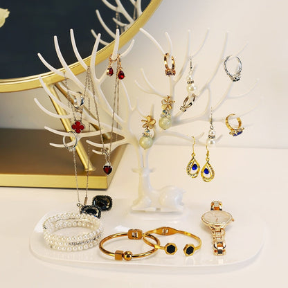 Deer Jewelry Display Stand Earrings Necklaces Rings Bracelets Tray Tree Storage Shopwindow Racks Organizer women Make Up Holder - Amazhona 