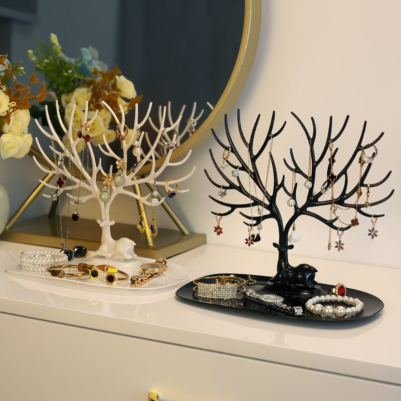 Deer Jewelry Display Stand Earrings Necklaces Rings Bracelets Tray Tree Storage Shopwindow Racks Organizer women Make Up Holder - Amazhona 