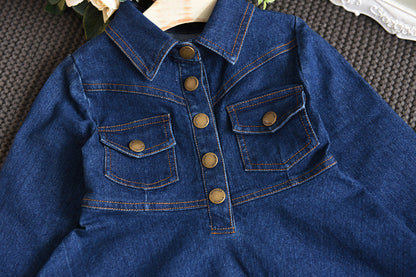 Denim Dress For Middle And Small Girls - Amazhona 