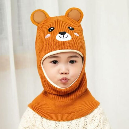 Doitbest Boy Girl Beanie Protect neck Dinosaur Fox Bear Windproof Winter Knit Hat Child Girls Earflap Caps For 2 to 7 Years Old - Amazhona 