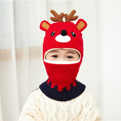 Doitbest Boy Girl Beanie Protect neck Dinosaur Fox Bear Windproof Winter Knit Hat Child Girls Earflap Caps For 2 to 7 Years Old - Amazhona 