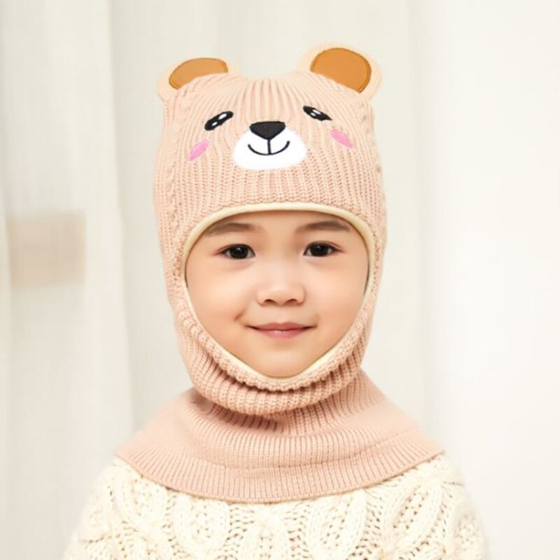 Doitbest Boy Girl Beanie Protect neck Dinosaur Fox Bear Windproof Winter Knit Hat Child Girls Earflap Caps For 2 to 7 Years Old - Amazhona 