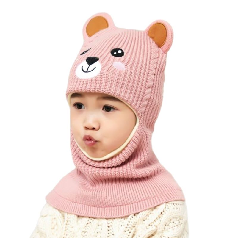 Doitbest Boy Girl Beanie Protect neck Dinosaur Fox Bear Windproof Winter Knit Hat Child Girls Earflap Caps For 2 to 7 Years Old - Amazhona 