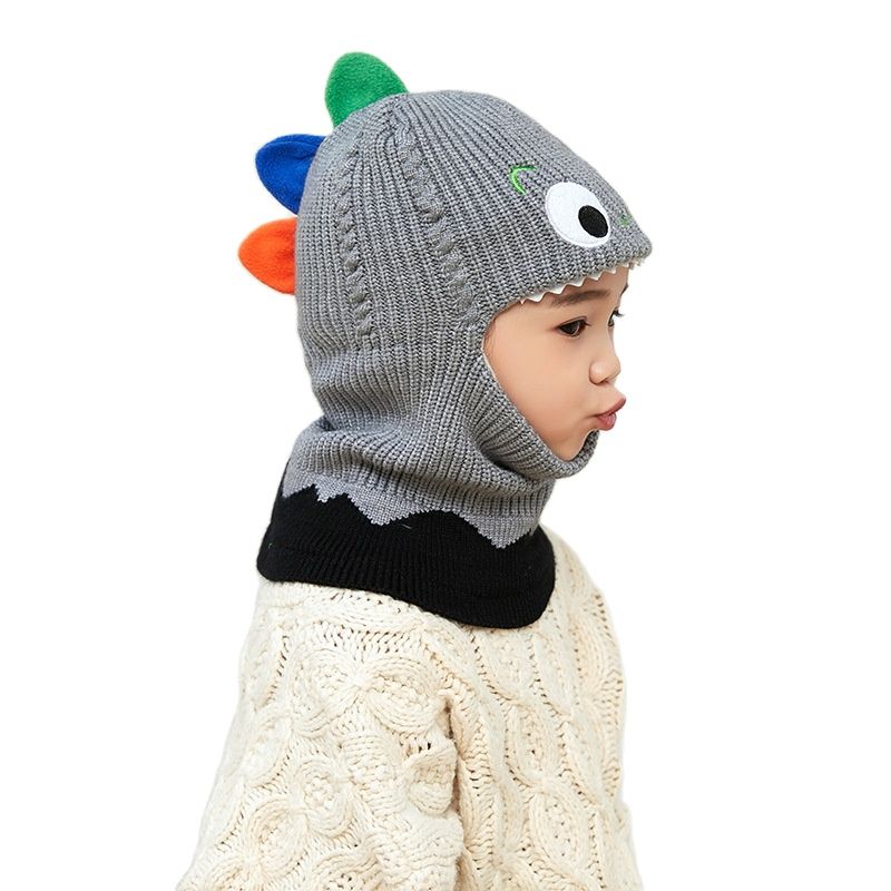 Doitbest Boy Girl Beanie Protect neck Dinosaur Fox Bear Windproof Winter Knit Hat Child Girls Earflap Caps For 2 to 7 Years Old - Amazhona 