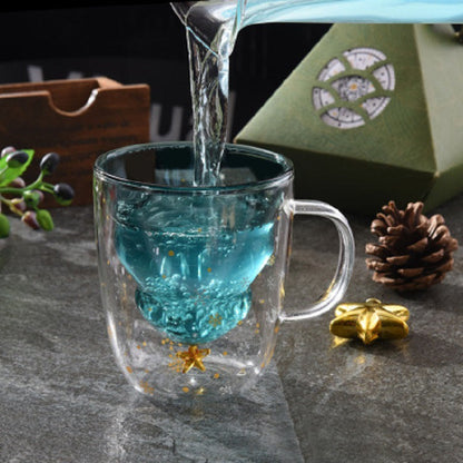 Double Heat Resistant Glass Coffee Cup Christmas Tree With Handle And Lid Milk Water Cup Cute Household Breakfast Whiskey Mug - Amazhona 