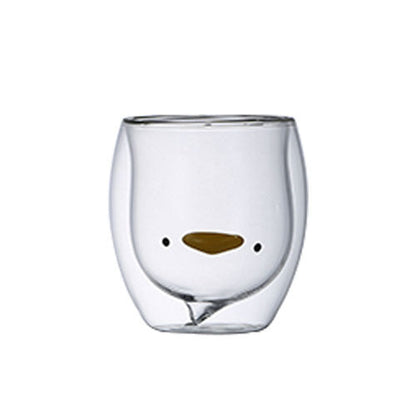 Double-layer Juice Glass Heat-resistant Double-layer Cup Coffee Cup Love Gift Bear Cup - Amazhona 