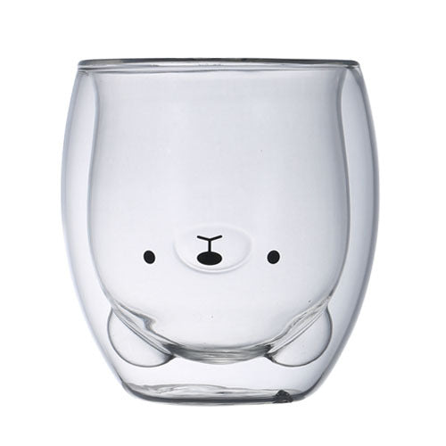 Double-layer Juice Glass Heat-resistant Double-layer Cup Coffee Cup Love Gift Bear Cup - Amazhona 