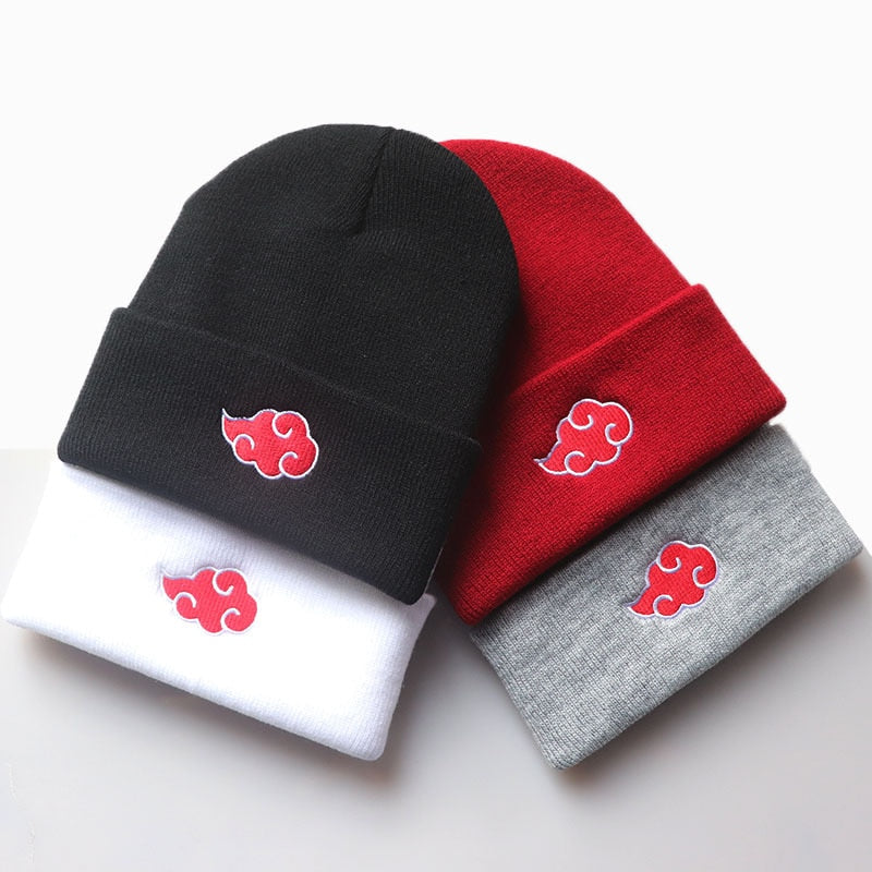 ECOBROS 2021 Beanies Women Autumn Winter Warm Hat Anime Akatsuki Cosplay Red Cloud Embroidery Caps For Men Knitted Bonnet Unisex - Amazhona 