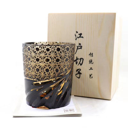 Edo Kiriko Japanese Sake  Whiskey Glass Hand Carved Carved Cup Household - Amazhona 