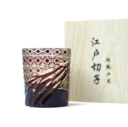 Edo Kiriko Japanese Sake  Whiskey Glass Hand Carved Carved Cup Household - Amazhona 