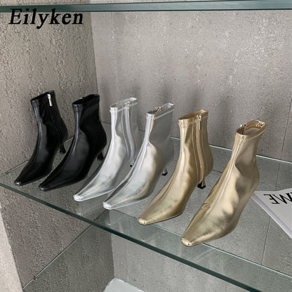 Eilyken New Design Ankle Boots Women Fashion Spring Autumn Zipper Square Low Heels Comfortable Soft Leather Short Booties Shoes - Amazhona 