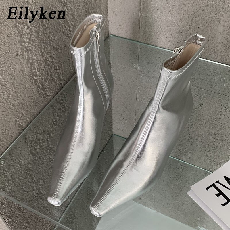 Eilyken New Design Ankle Boots Women Fashion Spring Autumn Zipper Square Low Heels Comfortable Soft Leather Short Booties Shoes - Amazhona 