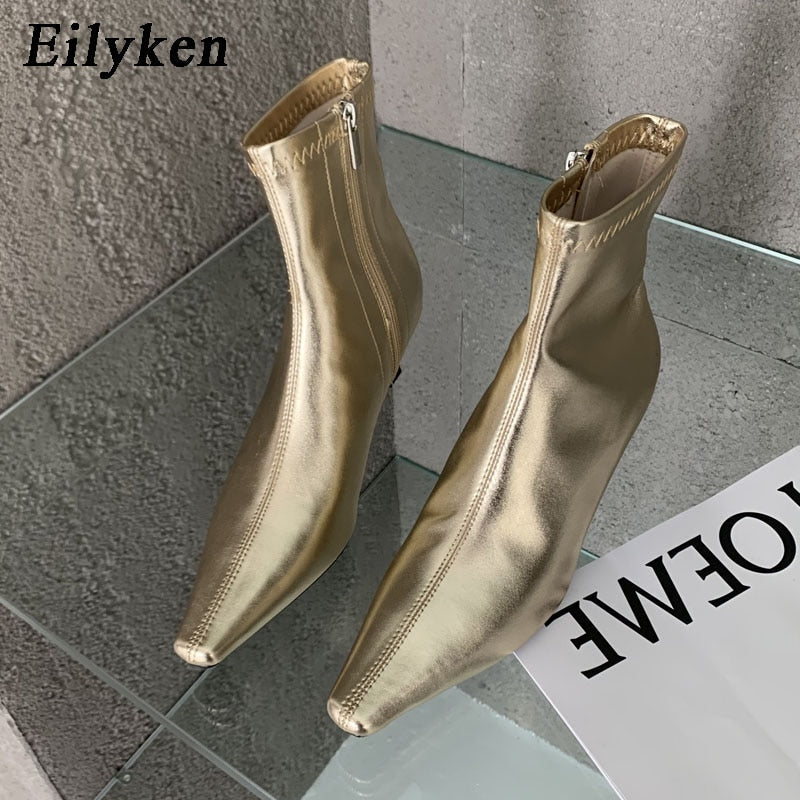 Eilyken New Design Ankle Boots Women Fashion Spring Autumn Zipper Square Low Heels Comfortable Soft Leather Short Booties Shoes - Amazhona 